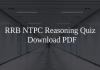 RRB NTPC Reasoning Quiz PDF RRB NTPC Reasoning Quiz PDF