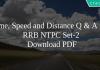 Time, Speed and Distance Questions for RRB NTPC Set-2 PDF