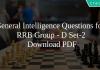 General Intelligence Questions for RRB Group - D Set-2 PDF