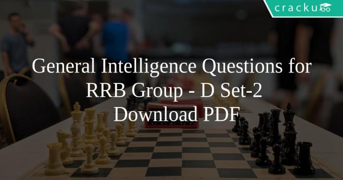 General Intelligence Questions for RRB Group - D Set-2 PDF