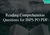 Reading Comprehension Questions for IBPS PO PDF: