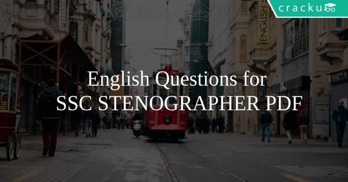 English Questions for SSC STENOGRAPHER PDF