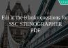 Fill in the Blanks questions for SSC STENOGRAPHER PDF