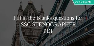 Fill in the Blanks questions for SSC STENOGRAPHER PDF