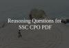 Reasoning Questions for SSC CPO PDF