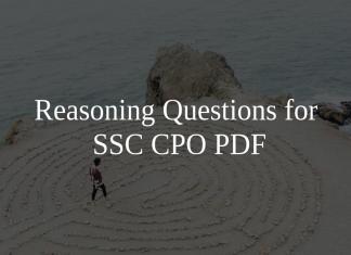 Reasoning Questions for SSC CPO PDF