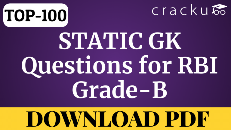 Top-100 Static GK Questions For RBI Grade-B PDF - Cracku