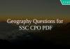 Geography Questions for SSC CPO PDF