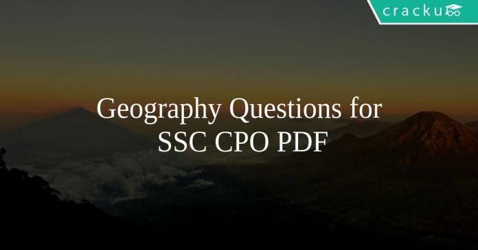 Geography Questions for SSC CPO PDF