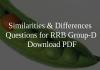 Similarities & Differences Questions for RRB Group-D PDF