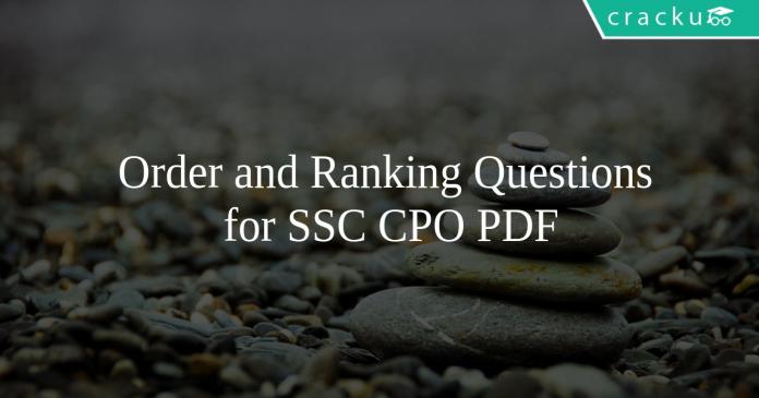 Order and Ranking Questions for SSC CPO PDF