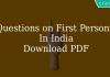 Questions on First Persons In India