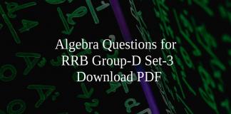Algebra Questions for RRB Group-D Set-3 PDF