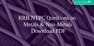 RRB NTPC Questions on Metals & Non-Metals PDF