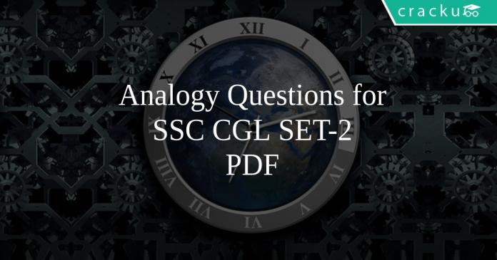 Analogy Questions for SSC CGL SET-2 PDF