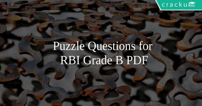 Puzzle Questions for RBI Grade B PDF