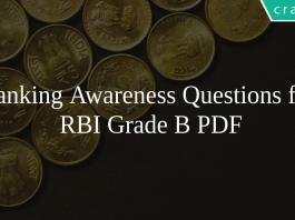 Banking Awareness Questions for RBI Grade B PDF