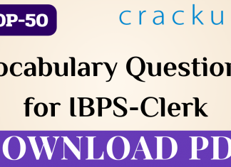 IBPS Clerk || TOP-50 Vocabulary questions