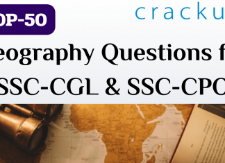 TOP-50 Geography Questions for SSC-CGL & SSC-CPO