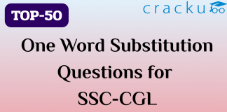 Top-50 One Word Substitution Questions for SSC-CGL