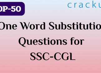 Top-50 One Word Substitution Questions for SSC-CGL