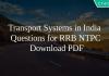 Transport Systems in India Questions for RRB NTPC PDF