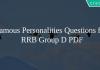 Famous Personalities Questions for RRB Group D PDF