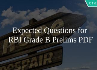 Expected Questions for RBI Grade B Prelims PDF