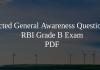 Expected General Awareness Questions for RBI Grade B Exam PDF