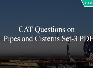 CAT Questions on Pipes and Cisterns Set-3 PDF