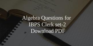 Algebra Questions for IBPS Clerk set-2 PDF