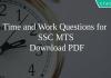 Time and Work Questions for SSC MTS PDF