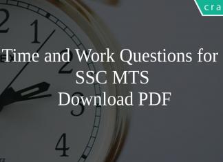 Time and Work Questions for SSC MTS PDF
