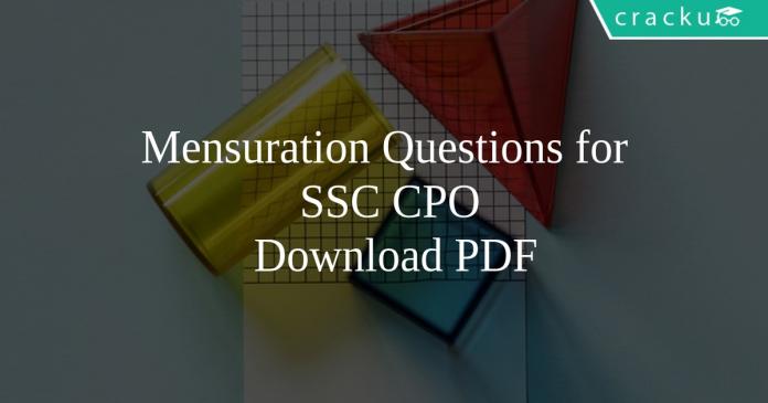 Mensuration Questions for SSC CPO PDF