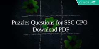 Puzzles Questions for SSC CPO PDF