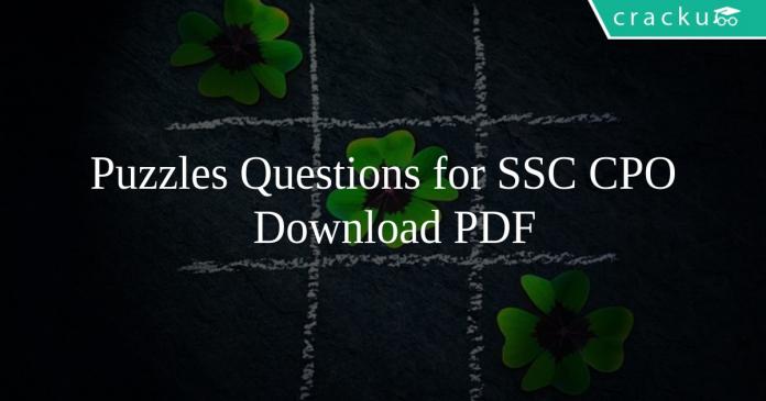 Puzzles Questions for SSC CPO PDF