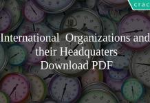 International Organizations and their Headquaters