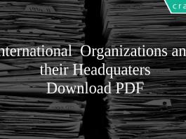 International Organizations and their Headquaters