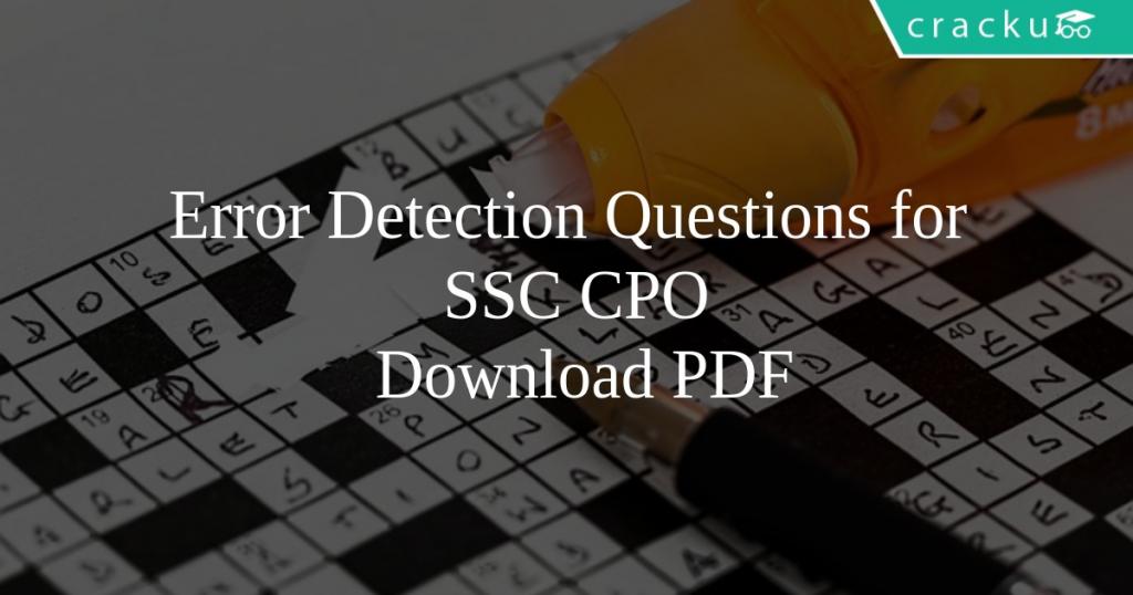 Error Detection Questions for SSC CPO PDF Cracku