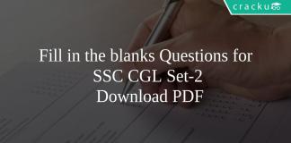 Fill in the blanks Questions for SSC CGL Set-2 PDF
