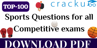 TOP-100 Sports Questions for All Competitive Exams