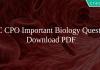 SSC CPO Important Biology Questions