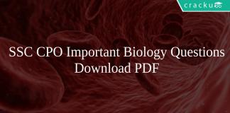 SSC CPO Important Biology Questions