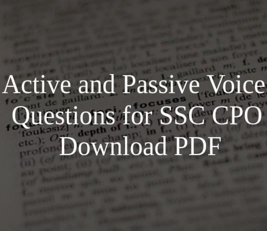 Active and Passive Voice Questions for SSC CPO PDF