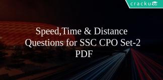 Speed,Time & Distance Questions for SSC CPO Set-2 PDF