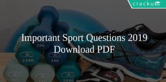 Important Sport Questions 2019