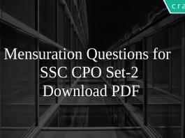 Mensuration Questions for SSC CPO Set-2 PDF