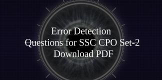 Error Detection Questions for SSC CPO Set-2 PDF