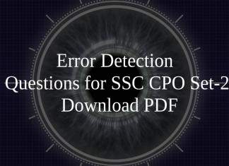 Error Detection Questions for SSC CPO Set-2 PDF