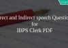 Direct and Indirect speech Questions for IBPS Clerk PDF